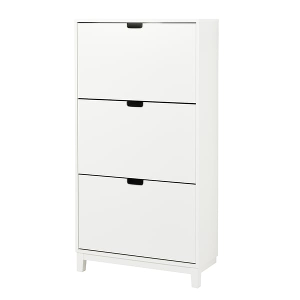 STÄLL shoe cabinet with 3 compartments, white, 79x29x148 cm