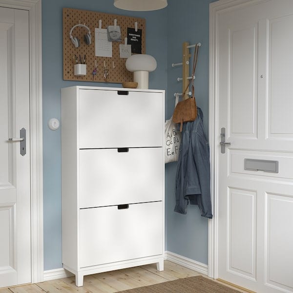 Ikea STÄLL - Shoe cabinet with 3 compartments, white, 79x29x148 cm