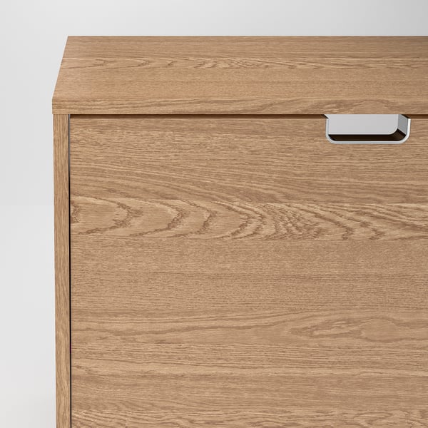 STÄLL shoe cabinet with 3 compartments, oak veneer, 79x29x148 cm