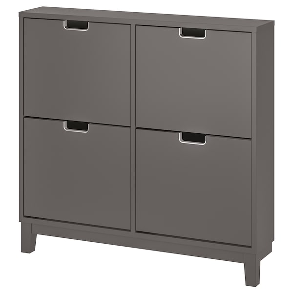 STÄLL - Shoe cabinet with 4 compartments, dark grey, 96x17x90 cm