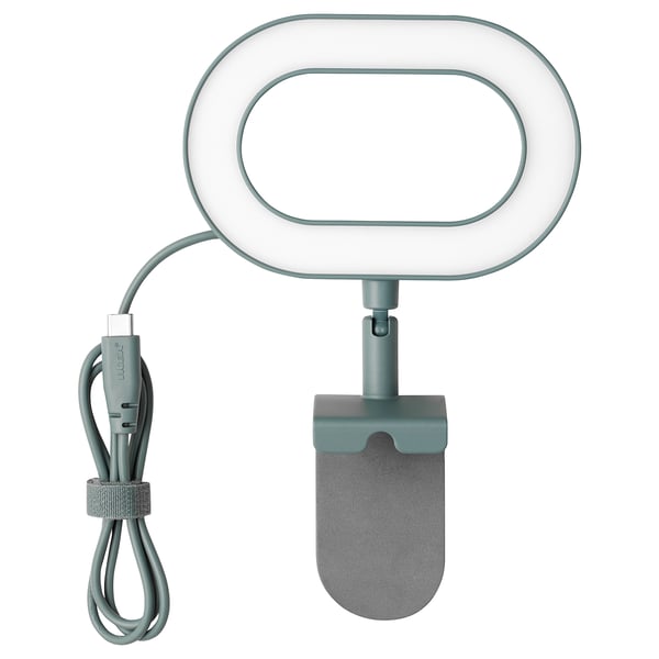 STÄNKREGN LED ring lamp, dimmable/turquoise, 12x19 cm