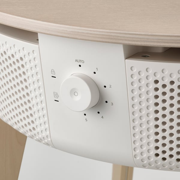 STARKVIND table with air purifier, additional gas filter stained oak veneer/white