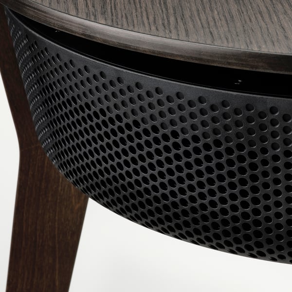 STARKVIND table with air purifier, additional gas filter stained oak veneer/dark brown