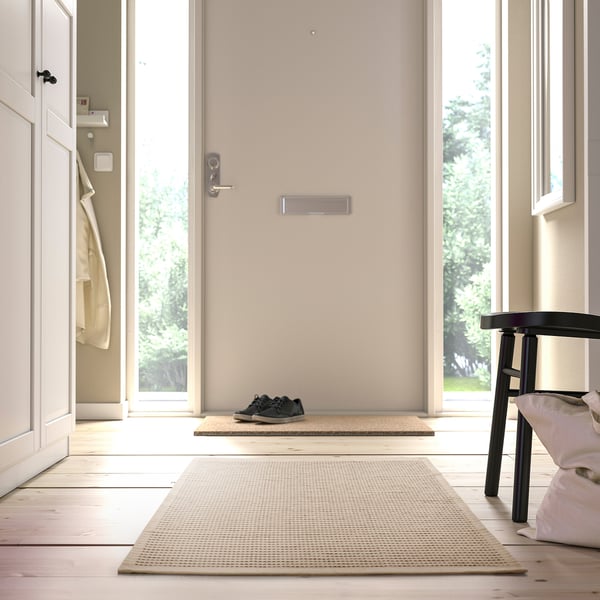 STARREKLINTE - Carpet, flatweave, natural/black,80x150 cm