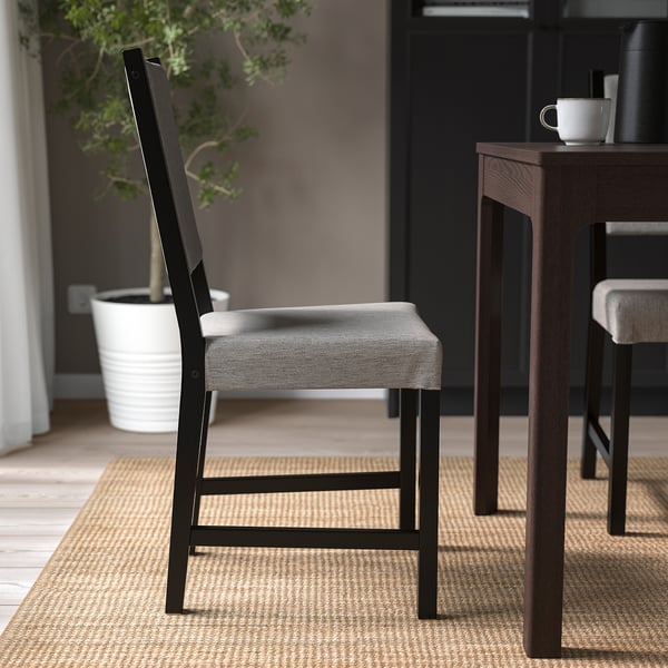 STEFAN chair, brown-black/Knisa grey/beige, 42x90x49 cm