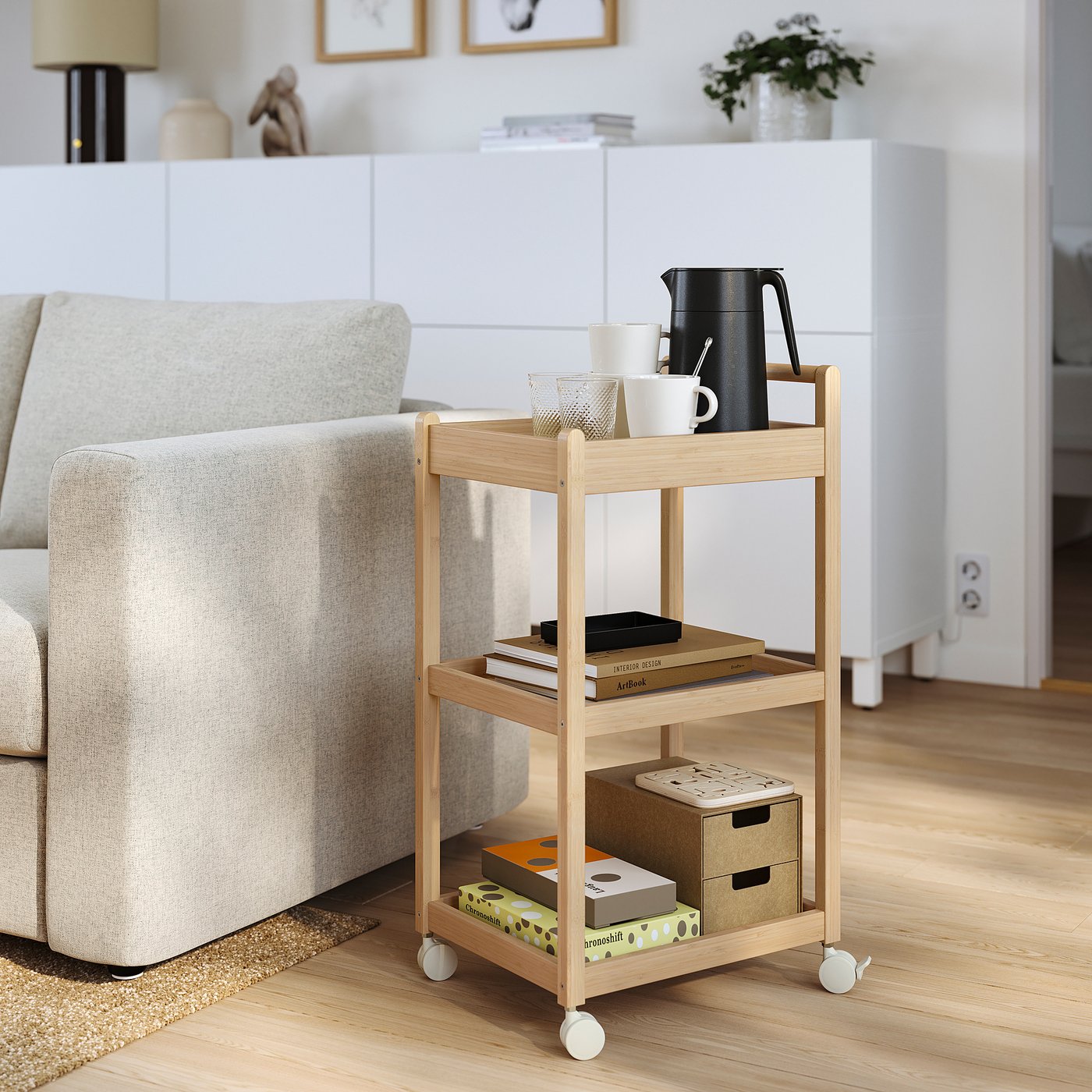 STEGESUND trolley, light bamboo, 42x33x76 cm