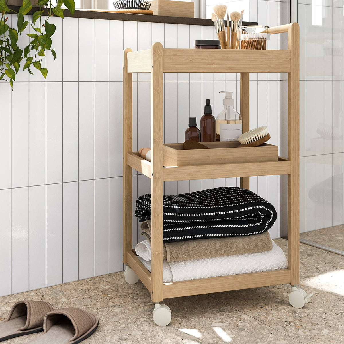 STEGESUND trolley, light bamboo, 42x33x76 cm