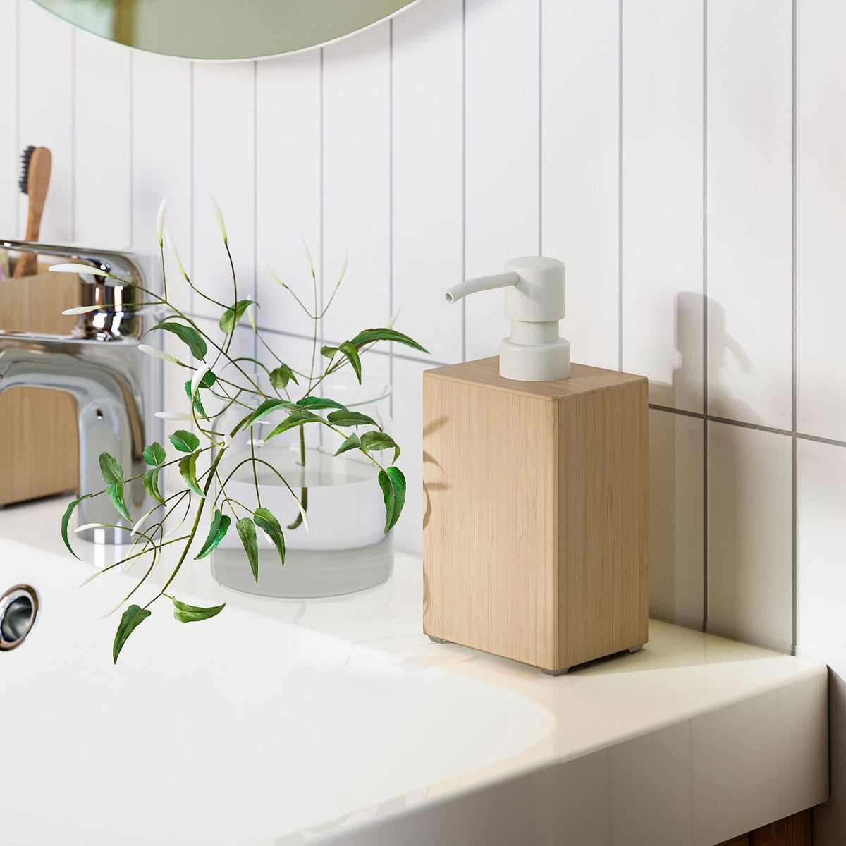 STEGESUND soap dispenser, light bamboo
