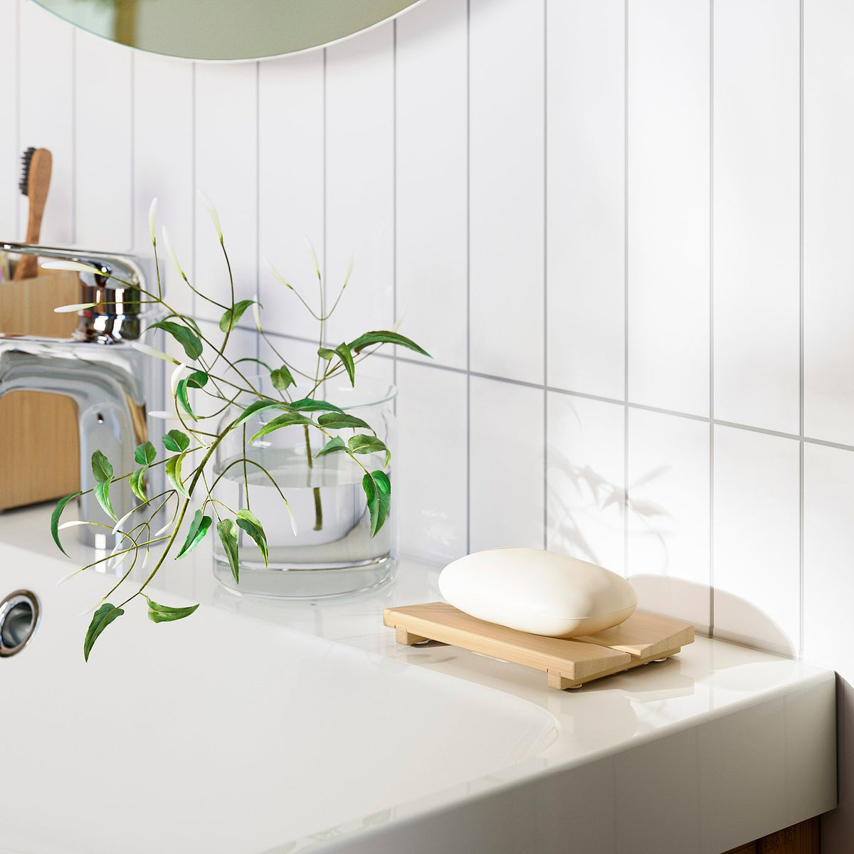STEGESUND soap dish, light bamboo, 12x8 cm