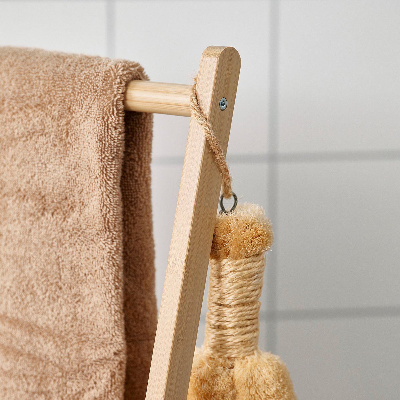 STEGESUND towel stand, light bamboo, 32x91 cm
