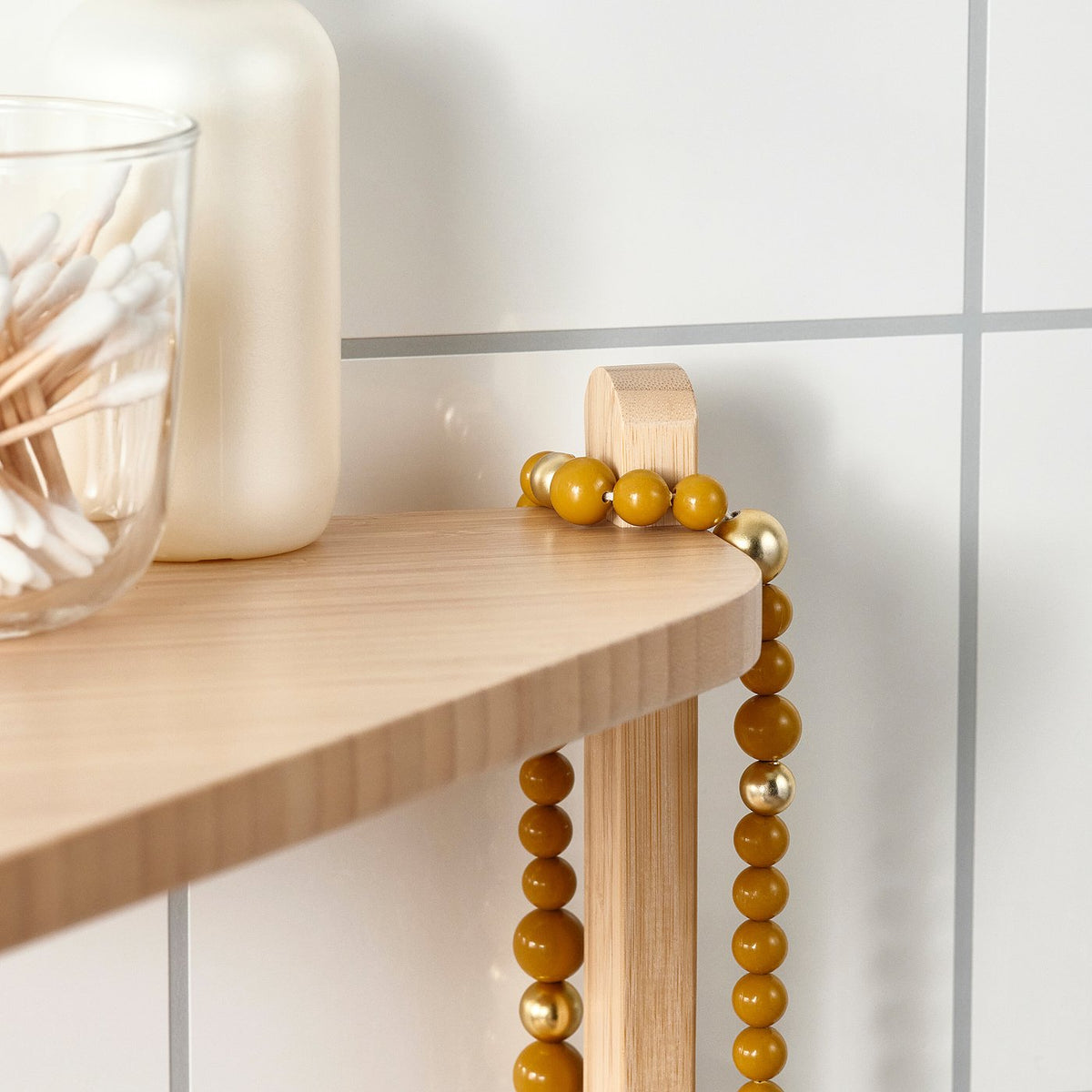 STEGESUND corner shelf, light bamboo, 34x34x60 cm