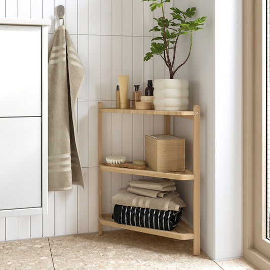 STEGESUND corner shelf, light bamboo, 34x34x60 cm