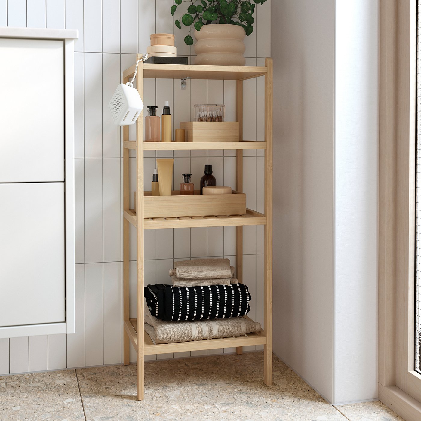 STEGESUND shelf unit, light bamboo, 36x28x87 cm