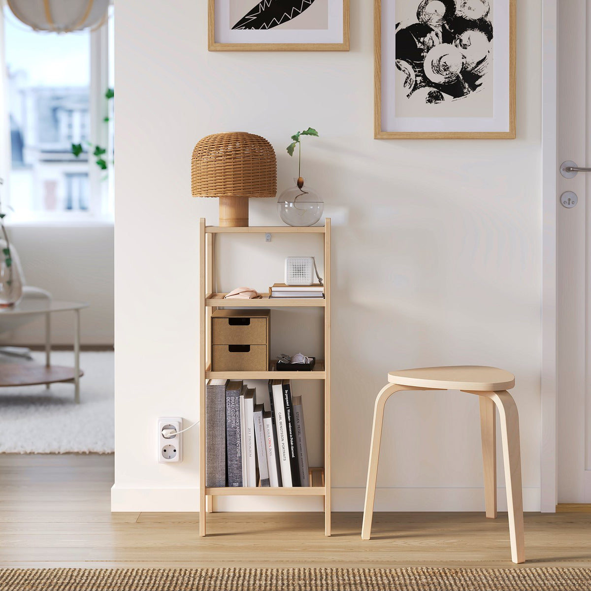STEGESUND shelf unit, light bamboo, 36x28x87 cm