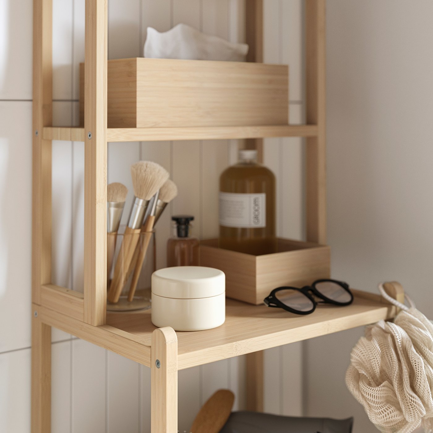 STEGESUND shelf unit, light bamboo, 36x28x162 cm