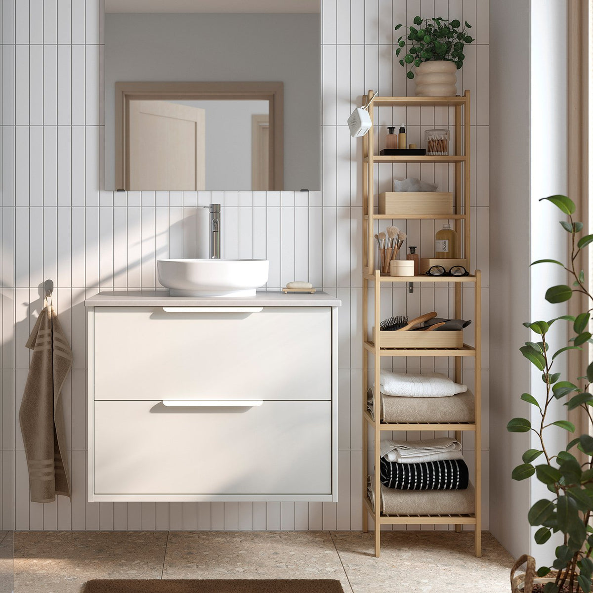 STEGESUND shelf unit, light bamboo, 36x28x162 cm