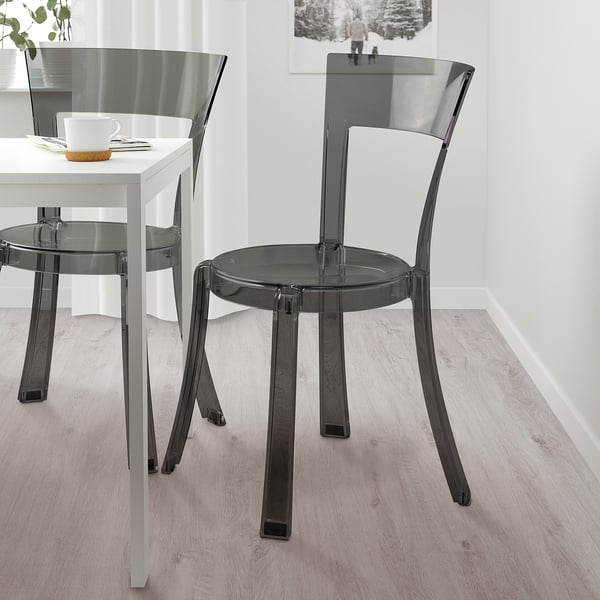 STEIN chair, transparent grey, 47x82x54 cm