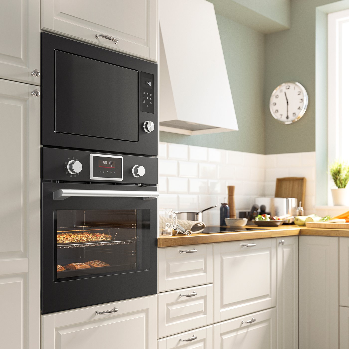 STENABY true fan oven, added steam function bake function/black IKEA 500, 594 mmx589 mmx569 mm cm