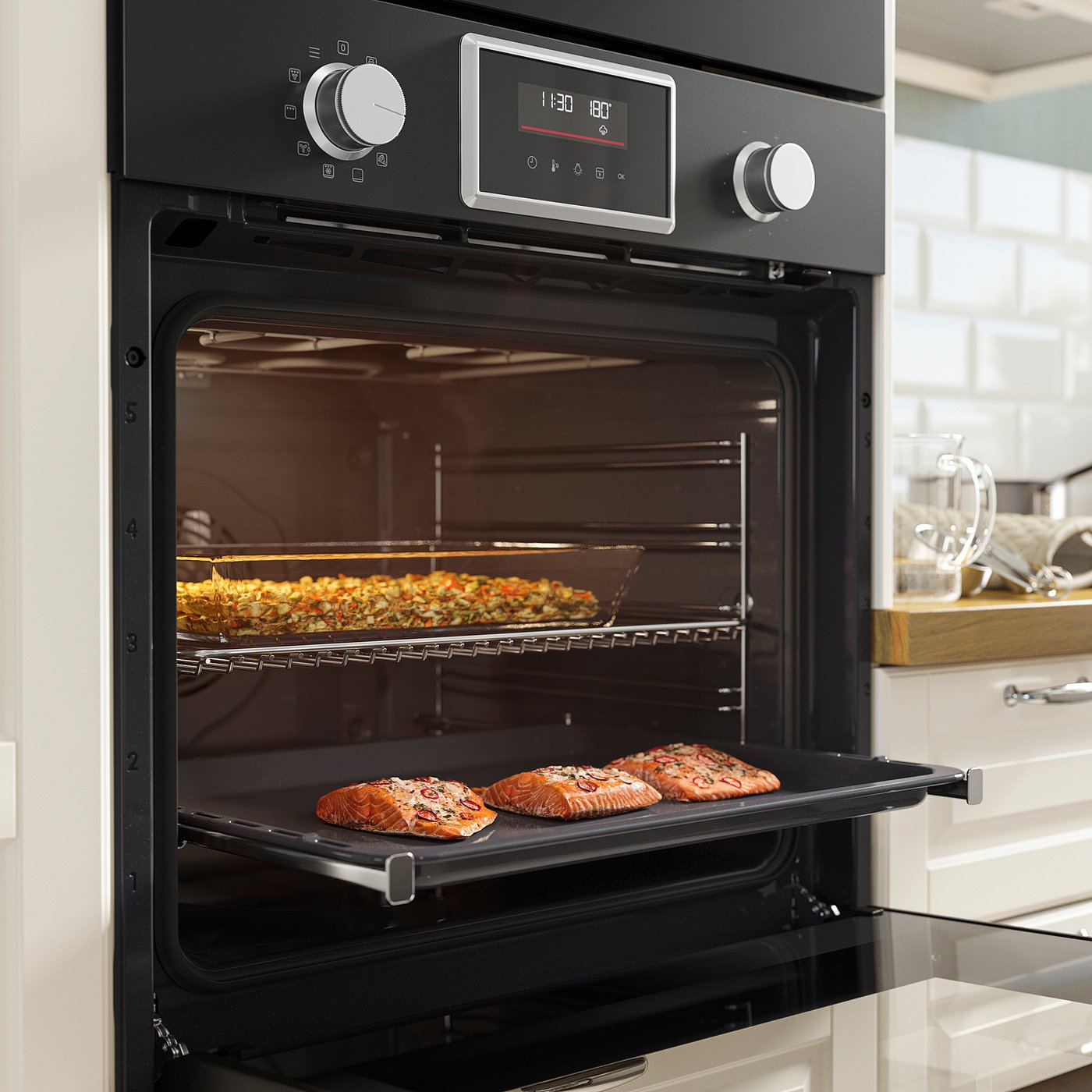 STENABY true fan oven, added steam function bake function/black IKEA 500, 594 mmx589 mmx569 mm cm