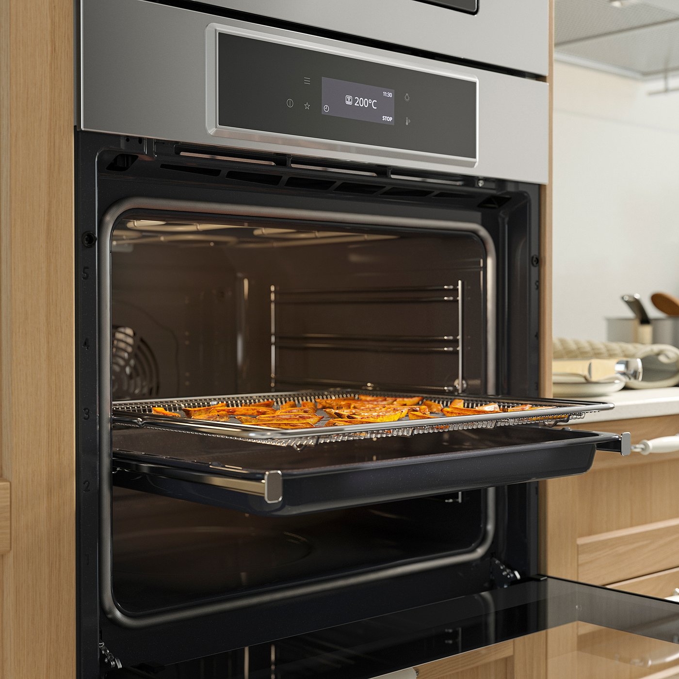 STENABY true fan oven, air fry function pyrolytic/stainless steel colour IKEA 700, 594 mmx589 mmx569 mm cm