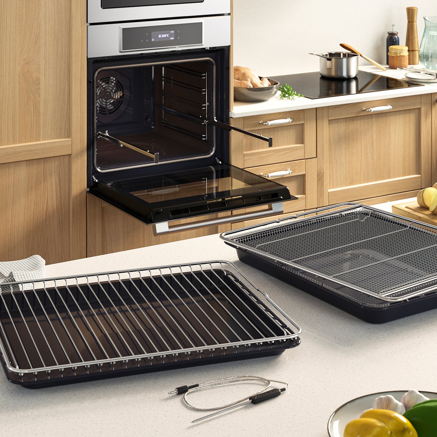 STENABY true fan oven, air fry function pyrolytic/stainless steel colour IKEA 700, 1560 mmx594 mm cm