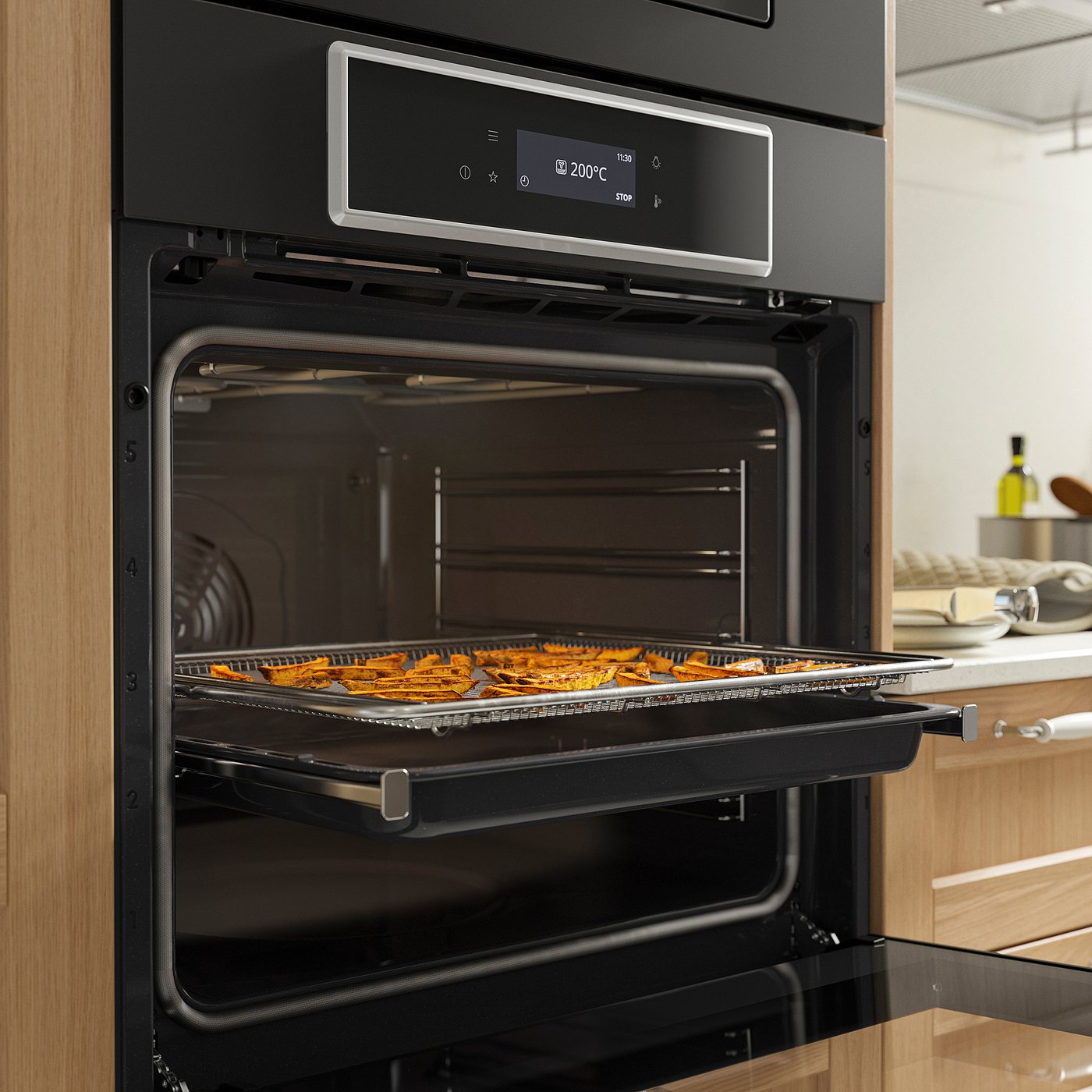 STENABY true fan oven, air fry function pyrolytic/black IKEA 700, 1560 mmx594 mm cm