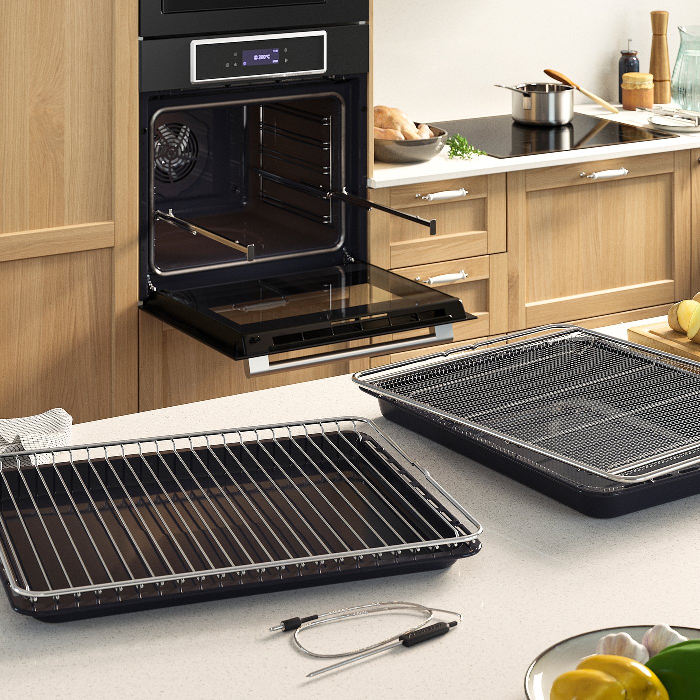 STENABY true fan oven, air fry function pyrolytic/black IKEA 700, 1560 mmx594 mm cm