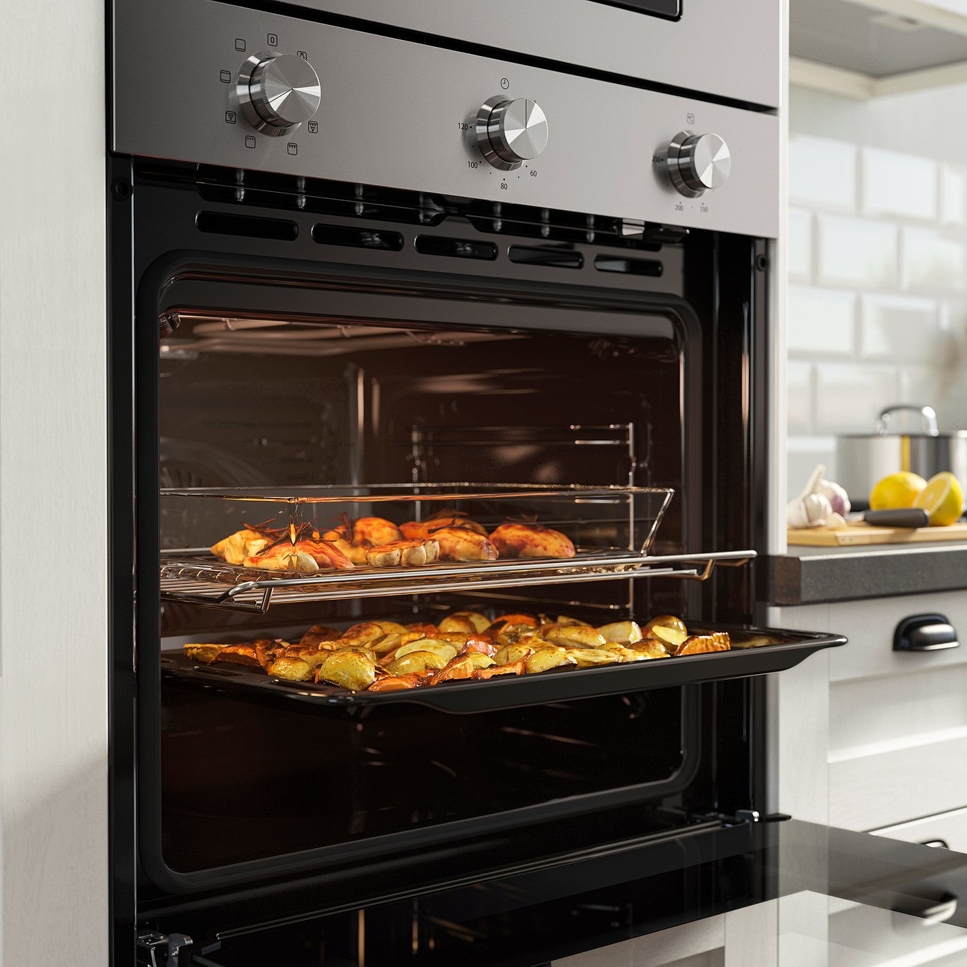 STENABY fan oven, Grill function stainless steel colour/IKEA 300, 100.0x59.5 cm