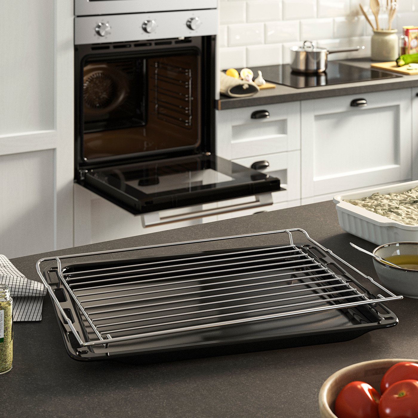 STENABY fan oven, Grill function stainless steel colour/IKEA 300, 100.0x59.5 cm