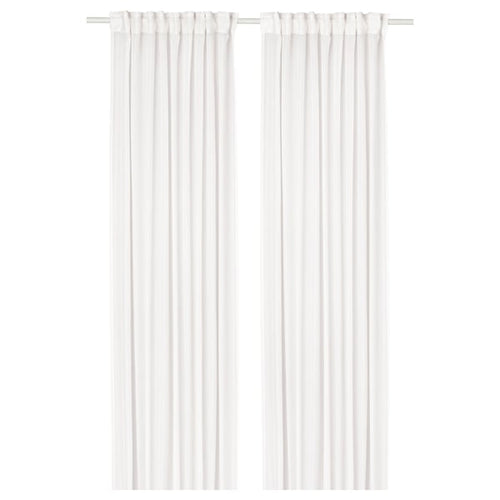 STENFRÖ sheer curtains, 1 pair, white/with heading tape, 145x300 cm
