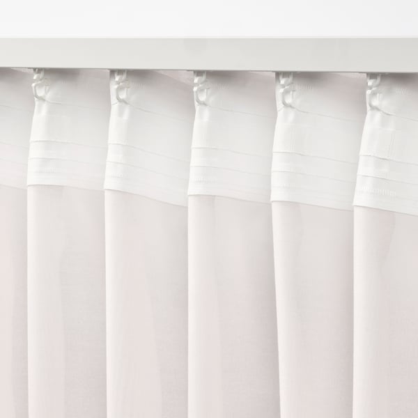 STENFRÖ sheer curtains, 1 pair, white/with heading tape, 145x300 cm