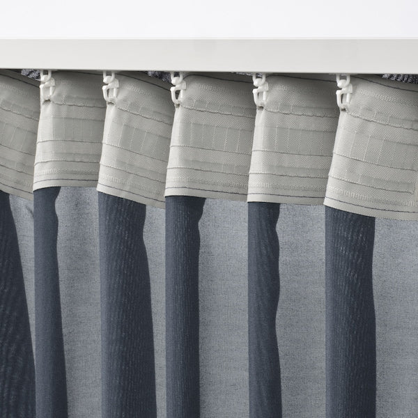 STENFRÖ sheer curtains, 1 pair, dark blue/with heading tape, 145x300 cm