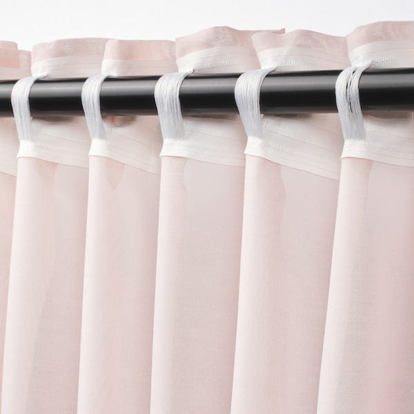 Ikea STENFRÖ - Thin curtain, 2 sheets, with curling ribbon/pink,145x300 cm