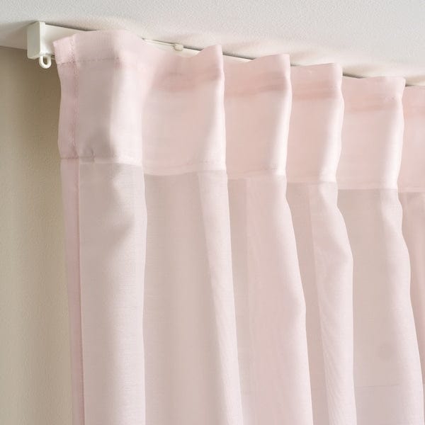 Ikea STENFRÖ - Thin curtain, 2 sheets, with curling ribbon/pink,145x300 cm