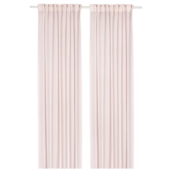 STENFRÖ - Thin curtain, 2 sheets, with curling ribbon/pink,145x300 cm