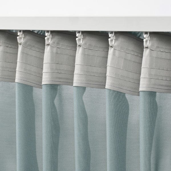 Ikea STENFRÖ - Thin curtain, 2 sheets, with curling ribbon/turquoise,145x300 cm