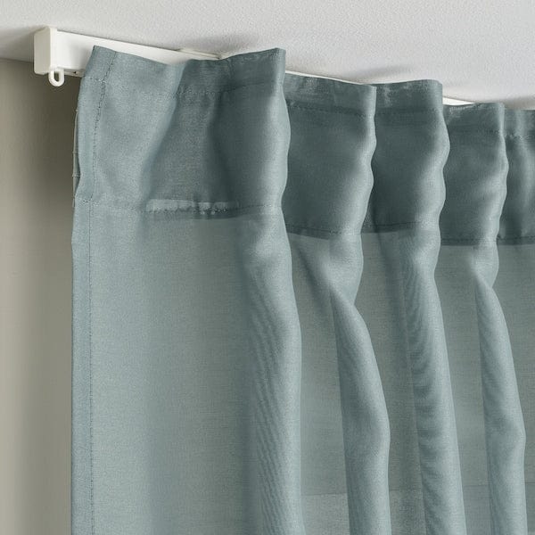 Ikea STENFRÖ - Thin curtain, 2 sheets, with curling ribbon/turquoise,145x300 cm