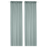 STENFRÖ sheer curtains, 1 pair, turquoise/with heading tape, 145x300 cm