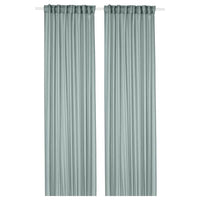 STENFRÖ sheer curtains, 1 pair, turquoise/with heading tape, 145x300 cm