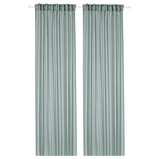 Ikea STENFRÖ - Thin curtain, 2 sheets, with curling ribbon/turquoise,145x300 cm