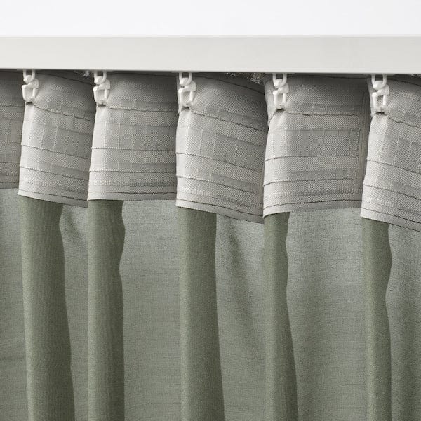 Ikea STENFRÖ - Thin curtain, 2 sheets, with curling ribbon/green,145x300 cm