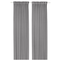 STENFRÖ sheer curtains, 1 pair, grey/with heading tape, 145x300 cm