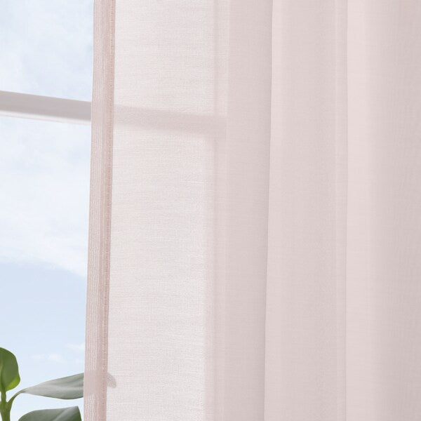 STENFRÖ sheer curtains, 1 pair, pink/with heading tape, 145x300 cm