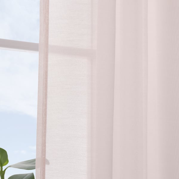 STENFRÖ sheer curtains, 1 pair, pink/with heading tape, 145x300 cm