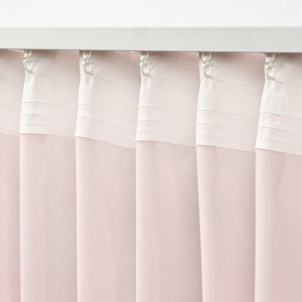 STENFRÖ - Thin curtain, 2 sheets, with curling ribbon/pink,145x300 cm