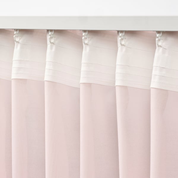 STENFRÖ sheer curtains, 1 pair, pink/with heading tape, 145x300 cm