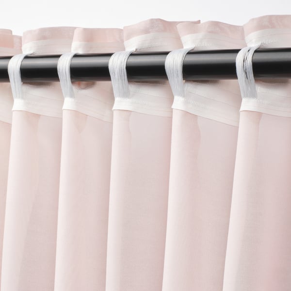 STENFRÖ sheer curtains, 1 pair, pink/with heading tape, 145x300 cm