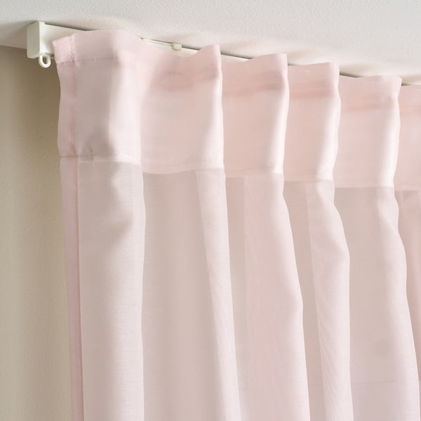 STENFRÖ - Thin curtain, 2 sheets, with curling ribbon/pink,145x300 cm