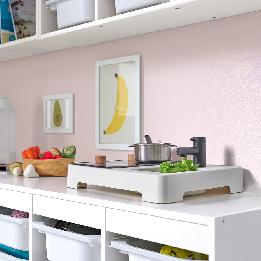 STENMUS mini-play kitchen, white/black, 43x32 cm