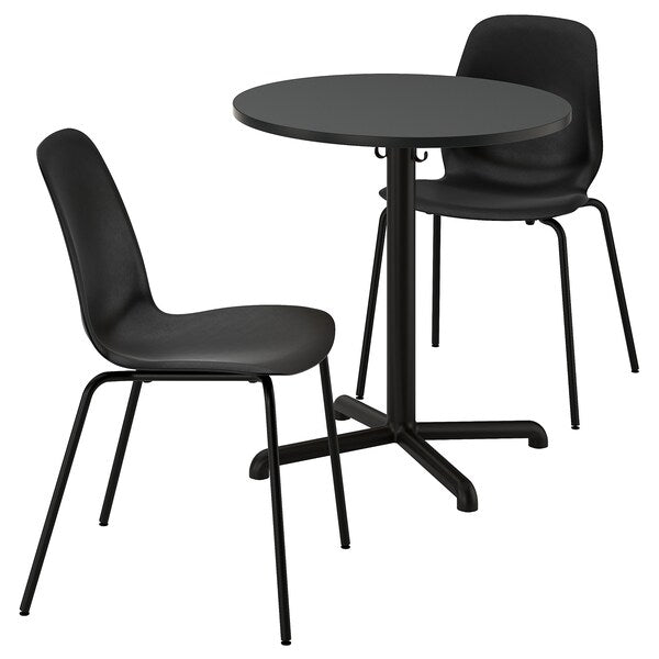 STENSELE / LIDÅS - Table and 2 chairs, anthracite anthracite/black/black, 70 cm